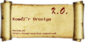 Komár Orsolya névjegykártya